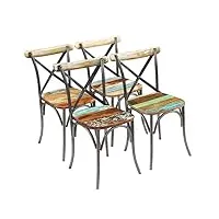 vidaxl 4x chaise de salle à manger bois recyclé 51x52x84 cm chaise de cuisine