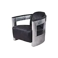 palazzo ovl211 fauteuil aviateur en cuir véritable et aluminium style rétro