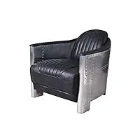 fauteuil vintage en cuir noir aluminium noir fauteuil de salon rembourré chaise cocktail ovl213 palazzo exclusif