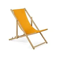 chaise longue de jardin en bois - fauteuil relax - chaise de plage jaune