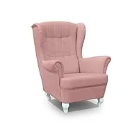 meublo fauteuil à oreilles en tissu style scandinave rose stanford