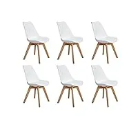 h.j wedoo lot de 6 chaises de salle à manger scandinaves, chaises rétro bois de chêne massif - blanc