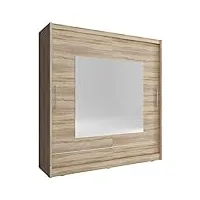 meublo armoire, penderie avec 2 portes coulissantes et miroir (l x h x p): 200x214x62 borneo 9 (sonoma, 200 cm)