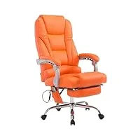 clp chaise de bureau pacific simili cuir i fonction massage i ergonomique, rotative À 360° avec repose-pieds i réglable en hauteur, couleur:orange