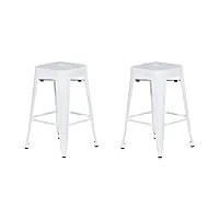 lot 2 chaises tabourets de bar industriels en acier blanc 60 cm empilables et confortables pour cuisine ou salle à manger au design moderne beliani