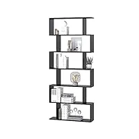 homcom bibliothèque étagère zig zag design contemporain 80l x 23l x 192h cm 6 niveaux noir