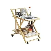 sobuy® fkw52-wn chariot de cuisine pliant chariot de service pour les boissons desserte de cuisine pliable avec 2 plateaux et 4 roulettes
