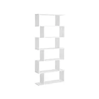homcom bibliothèque étagère zig zag design contemporain 80l x 23l x 192h cm 6 niveaux blanc