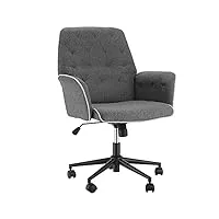 homcom fauteuil de bureau chaise de bureau hauteur réglable roulettes pivotant 360° tissu chanvre 69l x 66l x 89,5-97h cm gris chiné
