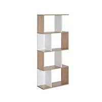 homcom bibliothèque étagère meuble de rangement design contemporain en s 4 étagères 60l x 24l x 148h cm chêne blanc