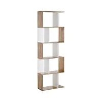 homcom bibliothèque étagère meuble de rangement design contemporain en s 5 étagères 60l x 24l x 185h cm coloris chêne blanc