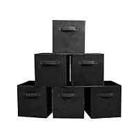 powerking lot de 6 bacs cubiques de rangement pliables en tissu pour placard et jouets, polypropylène, noir , noir