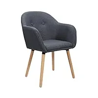 woltu 1 x chaise de salle à manger composée de lin et bois massif,chaise gris foncé pour cuisine/salon/café bh94dgr-1