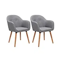 woltu lot de 2 chaises de cuisine chaises de loisirs chaises de salle à manger,chaises de relax en lin et bois massif,gris clair bh94hgr-2