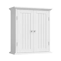 choochoo armoire de salle de bain 2 portes en bois avec étagères réglables blanc