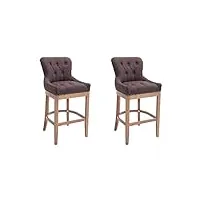 lot de 2 tabourets de bar lakewood avec revêtement en tissu i chaises hautes avec dossier et support en bois de coutchouc, couleur:marron, couleur du cadre:antique clair