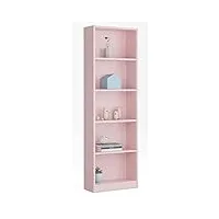 pegane bibliothèque avec 5 étagères coloris rose - dim : h 180 x l 52 x p 25 cm