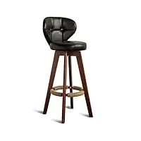 repose-pieds de chaise de tabouret de bar avec dossier chaises de salle à manger de siège de café pivotant noir pour la cuisine | pub | tabourets de café avec pieds en bois max. charge 150 kg