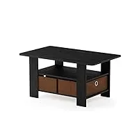 furinno andrey table basse avec tiroir à poubelle, brun, bois dense, americano/marron moyen, one size