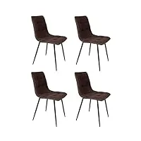 sam junado lot de 4 chaises de salle à manger ulf avec pieds en métal noir style scandinave avec piquets carrés en métal marron 44 x 54 x 87 cm