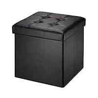 brian & dany pouf coffre de rangement tabouret pliant pouf de pliable cube simili cuir, 38 x 38 x 38 cm, noir