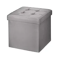 brian & dany pouf coffre de rangement tabouret pliant pouf de pliable cube simili cuir, 38 x 38 x 38 cm, gris