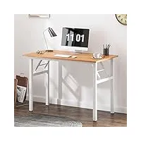 sogeshome bureau d'informatique pliante 100 x 60 x 75 cm table d'ordinateur pour bureau/maison, table d'écriture/à dîner, teck & blanc,ac5bw-100-sh