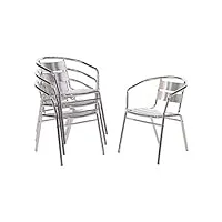 fauteuils empilables en aluminium bolero (lot de 4 chaises) hauteur : 735mm chaise pour l'extérieur