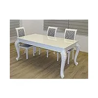 table de salle à manger en euro blanc brillant baroque orientalisé antik très résistant aux rayures idéal comme table à manger / salon, fabriqué en allemagne