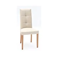 arr264 lot composé de 2 chaises rembourrées en simili cuir beige avec structure en bois chêne. produit fabriqué en italie