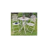 l'héritier du temps salon de jardin 2 personnes papillon salon de thé bistrot 1 table 2 chaises pliables en fer blanc