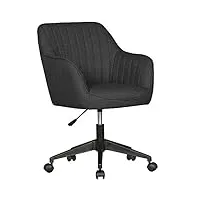 finebuy chaise de bureau 83-90 cm tissu anthracite moderne | chaise design pivotant avec accoudoirs et dossier | chaise coquille 120 kg | fauteuil pivotant avec des rôles