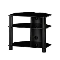 ro&co sonorous - meuble hifi 3 étagères. verre noir/châssis noir. réf. rx2130-nn