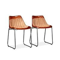 xingshuoonline chaises de salle à manger cuir real et bâche marron et beige 2 unités chaise hauteur du siège depuis le sol : 50 cm