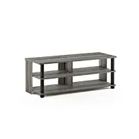 furinno sully meuble tv à 3 niveaux pour téléviseur jusqu'à 48 pouces, chêne français gris/noir