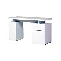 marque amazon - movian sava - bureau avec 1 tiroir et 2 portes, 140 x 55 x 76 cm, coloris blanc brillant