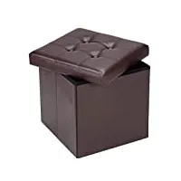 casaria tabouret cube avec espace de rangement pouf 38x38x38cm coffre de rangement en similicuir repose-pied siège brun
