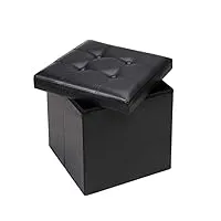 casaria tabouret cube avec espace de rangement pouf 38x38x38cm coffre de rangement en similicuir repose-pied siège noir