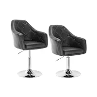 woltu lot de 2 fauteuils de bar en similicuir, tabouret de bar réglable en hauteur,noir bh104sz-2