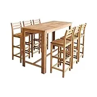 vidaxl table et chaises de bar 7 pcs bois d'acacia massif mobilier de bar