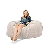 lounge pug, cloudsac 1010 xxl, canapé pouf géant xxl à mémoire de forme, gros pouf sofa, côtelé crème