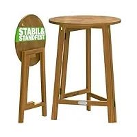 casaria® table haute pliable en bois d'acacia Ø80cm table extérieure robuste mange debout table bar mariage évènements