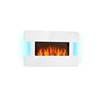 klarstein belfort light & fire - cheminée électrique à effet de flamme, foyer électrique, 1000 ou 2000w, thermostat, minuterie, éclairage ambiant, télécommande, blanc