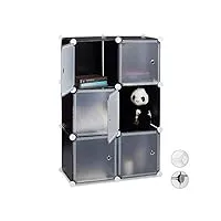 relaxdays Étagère cubes penderie armoire rangement 6 casiers plastique modulable diy hlp: 97,5x66x32 cm, noir, acier, pp, abs, 5 x 66 x 31,5 cm
