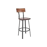 flash furniture flint series tabouret de bar rustique en noyer avec assise et dossier en bois et cadre gris poudré