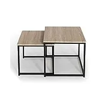 idmarket - lot de 2 tables basses gigognes detroit 40/45 design industriel