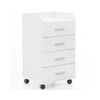 finebuy caisson de bureau 40x70,5x33 cm placard de rangement mobile blanche | armoire de rangement petite avec tiroir | meuble de bureau a roulette