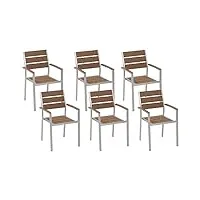 lot de 6 chaises de jardin en aluminium et bois synthétique bois clair vernio