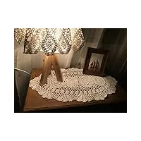 damanni petit chemin de table en coton ovale fait à la main en dentelle pour table basse, commode, écharpe, décoration jardin 12x24 inch beige