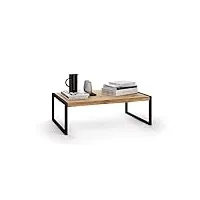 mobili fiver, table basse, luxury, bois rustique, 90 x 55 x 30 cm, mélaminé/fer, made in italy